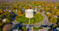 an aerial view of the Arlington Reservoir 