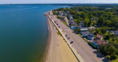 Aerial view of Wollaston Beach in Quincy, Massachusetts.