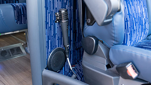 Microphone pa system in charter bus